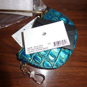 NWT Brahmin PEACOCK Britt Clip On Zippered Pouch Coin Earbuds Case E…